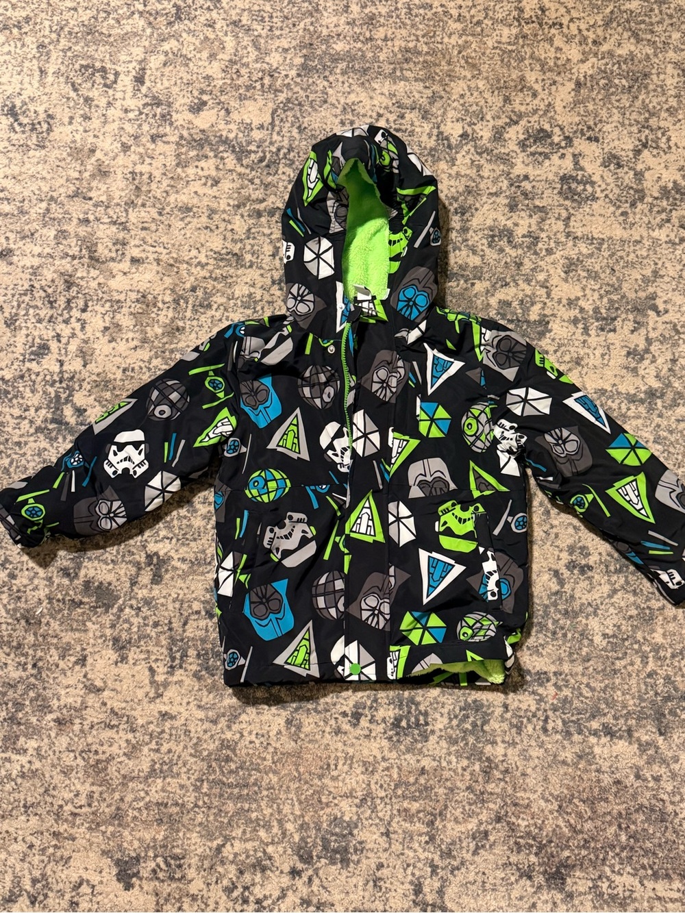Kid’s Amazon Essentials Black Hooded Jacket with Star Wars Theme Size Small